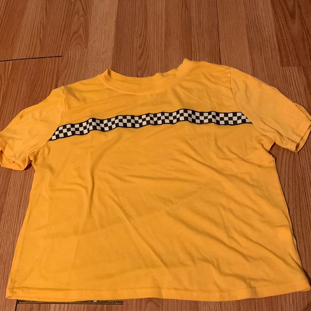 Yellow checkered girls T-shirt